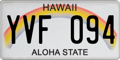HI license plate YVF094