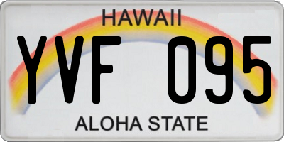 HI license plate YVF095