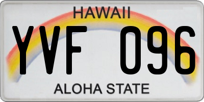 HI license plate YVF096