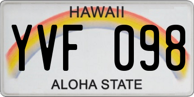 HI license plate YVF098