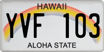 HI license plate YVF103