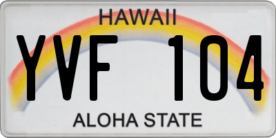 HI license plate YVF104