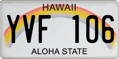 HI license plate YVF106