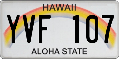 HI license plate YVF107