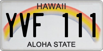 HI license plate YVF111