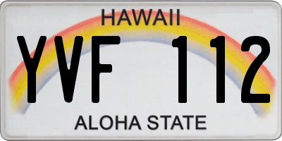 HI license plate YVF112