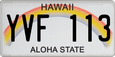 HI license plate YVF113