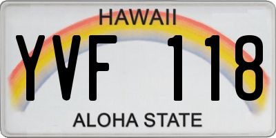 HI license plate YVF118