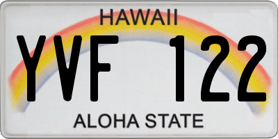 HI license plate YVF122