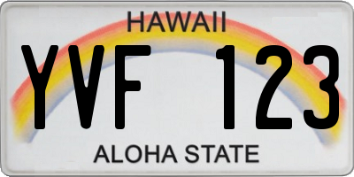 HI license plate YVF123
