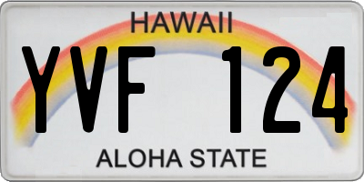 HI license plate YVF124