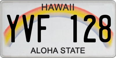 HI license plate YVF128