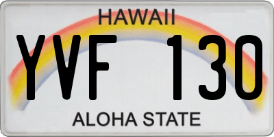 HI license plate YVF130