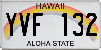 HI license plate YVF132
