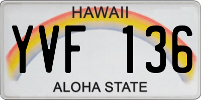 HI license plate YVF136