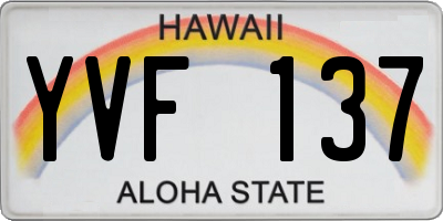 HI license plate YVF137
