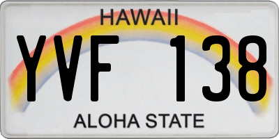 HI license plate YVF138