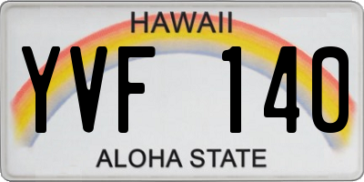 HI license plate YVF140
