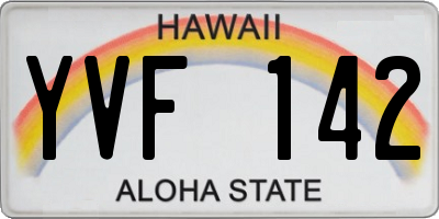 HI license plate YVF142