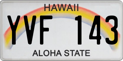 HI license plate YVF143