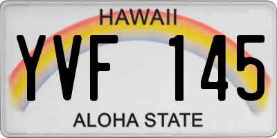 HI license plate YVF145