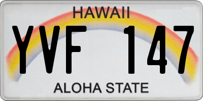 HI license plate YVF147