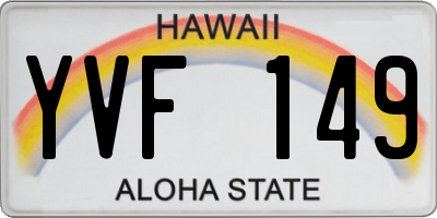 HI license plate YVF149