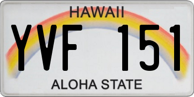 HI license plate YVF151