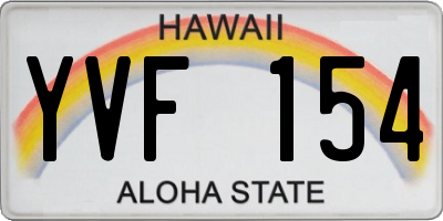 HI license plate YVF154