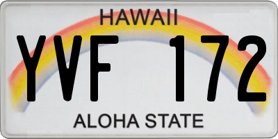 HI license plate YVF172
