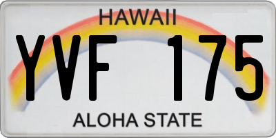 HI license plate YVF175