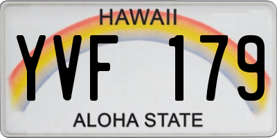 HI license plate YVF179