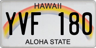 HI license plate YVF180