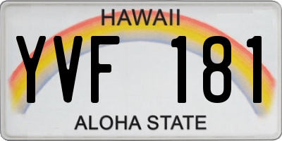 HI license plate YVF181