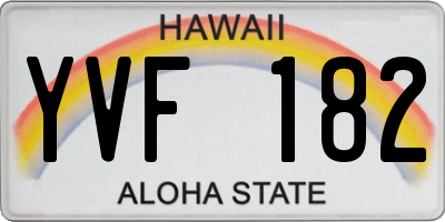 HI license plate YVF182