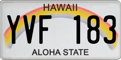HI license plate YVF183