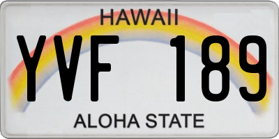 HI license plate YVF189