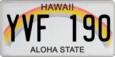 HI license plate YVF190