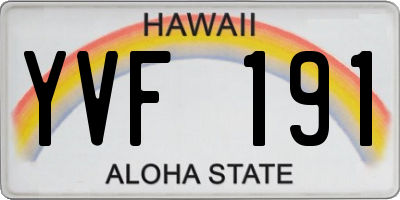 HI license plate YVF191