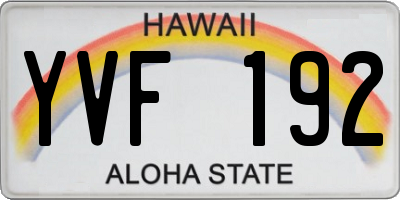 HI license plate YVF192