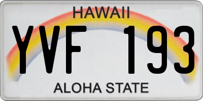 HI license plate YVF193