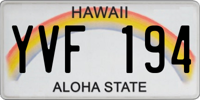 HI license plate YVF194