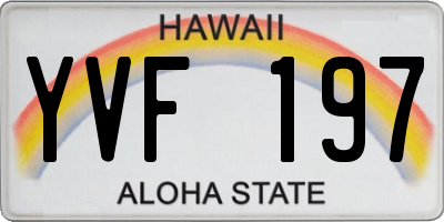 HI license plate YVF197