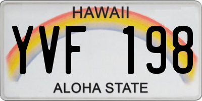 HI license plate YVF198