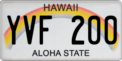 HI license plate YVF200
