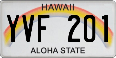 HI license plate YVF201