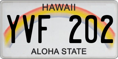 HI license plate YVF202