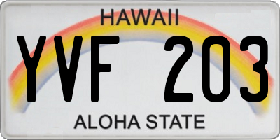 HI license plate YVF203