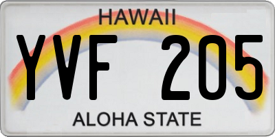 HI license plate YVF205