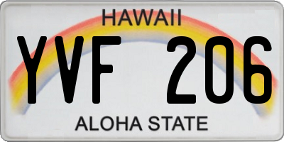 HI license plate YVF206